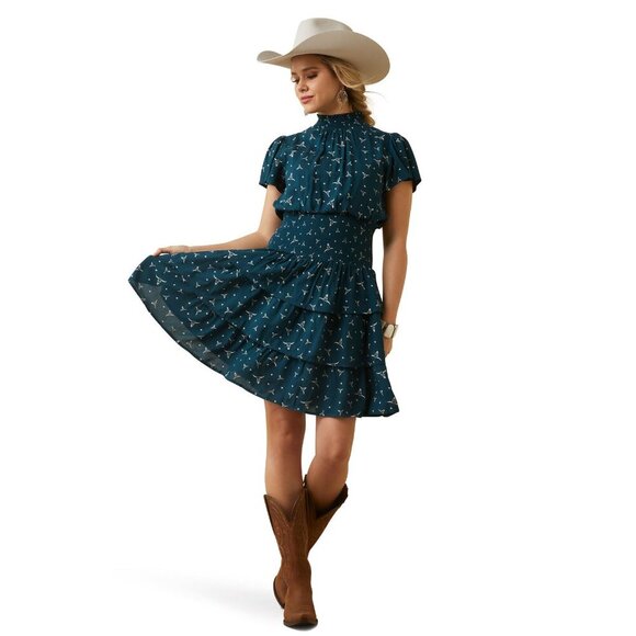 Ariat Womens Steer Me Dress (10046269) Steer Me Print 4 - Picture 2 of 12